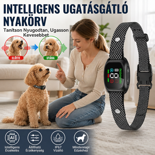 🐕 Intelligens ugatásgátló nyakörv kutyák számára – Kíméletes megoldás a felesleges ugatás ellen otthon