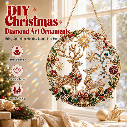 🎄 Karácsonyi gyémántfestés kézműves készlet – precíziós eszközök + luxus gyöngyök | Felnőtteknek szóló kézműves tevékenységhez, ünnepi ajándéknak, élvezze az alkotás örömét ✨