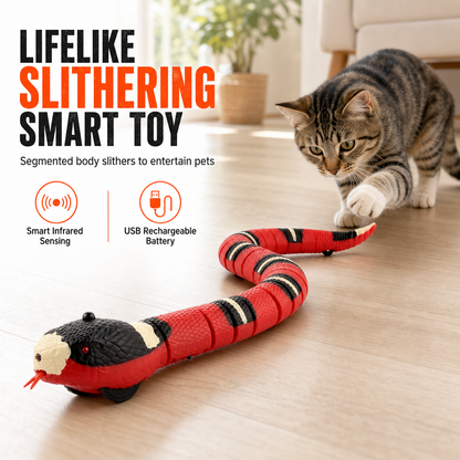 Smart Sensing Electric Snake Toy with Obstacle Avoidance Banded Krait Interactive Prank Toy for Kids