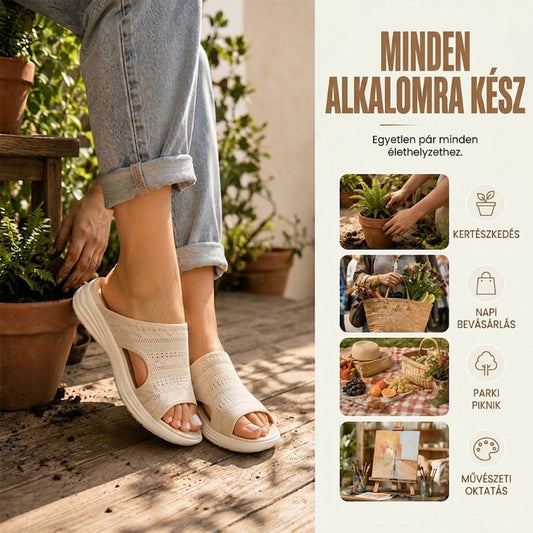 👠Legkelendőbb női kötött platformszandál – lélegző, könnyű, párnázott talp, csúszásmentes☁️